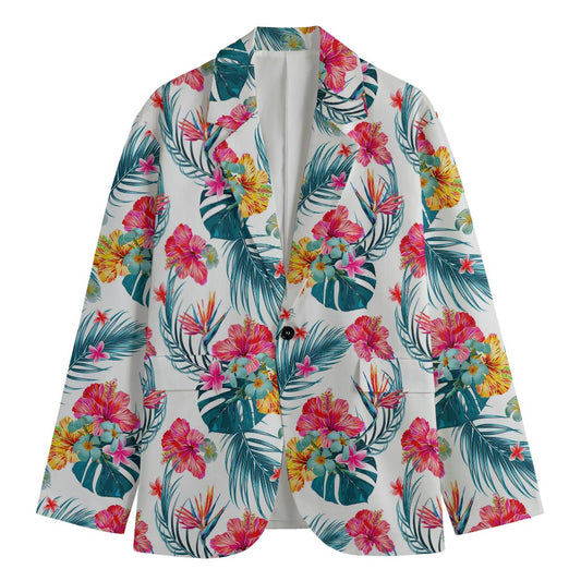Aloha Hawaii Floral Pattern Print Men's Cotton Blazer