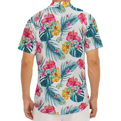 Aloha Hawaii Floral Pattern Print Men's Deep V-Neck Shirt