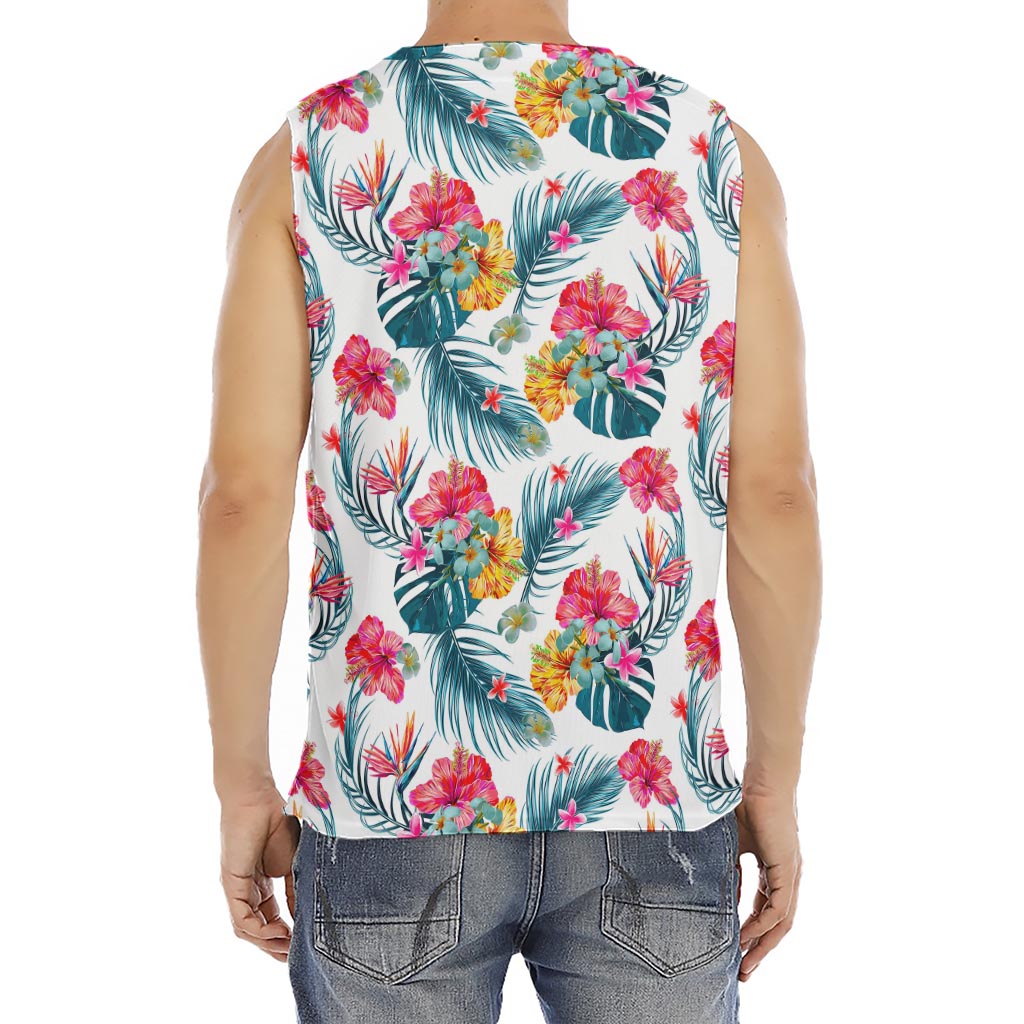 Aloha Hawaii Floral Pattern Print Men's Fitness Tank Top