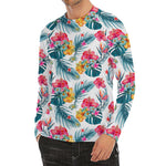 Aloha Hawaii Floral Pattern Print Men's Long Sleeve Rash Guard