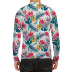 Aloha Hawaii Floral Pattern Print Men's Long Sleeve Rash Guard