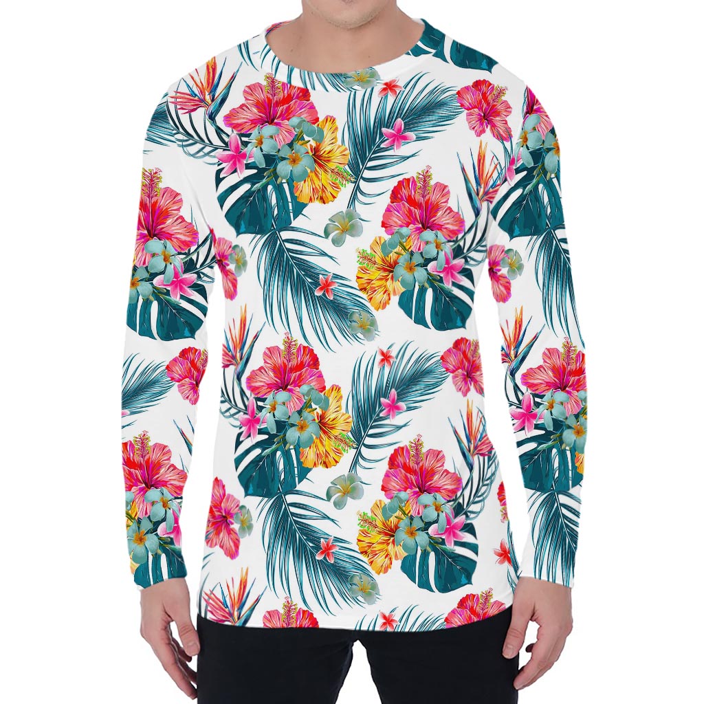 Aloha Hawaii Floral Pattern Print Men's Long Sleeve T-Shirt
