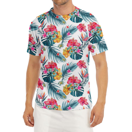 Aloha Hawaii Floral Pattern Print Men's Short Sleeve Rash Guard