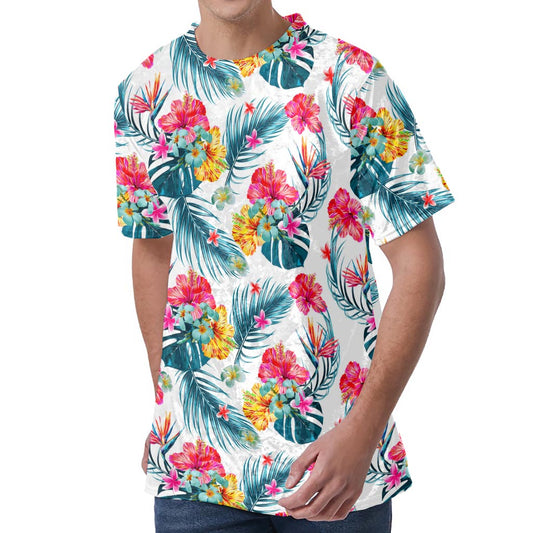 Aloha Hawaii Floral Pattern Print Men's Velvet T-Shirt