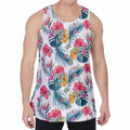 Aloha Hawaii Floral Pattern Print Men's Velvet Tank Top