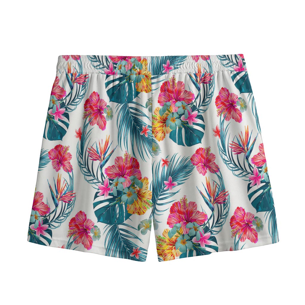 Aloha Hawaii Floral Pattern Print Mesh Shorts
