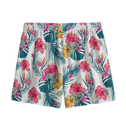 Aloha Hawaii Floral Pattern Print Mesh Shorts