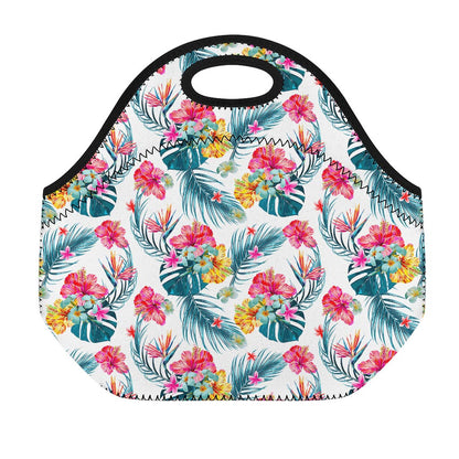Aloha Hawaii Floral Pattern Print Neoprene Lunch Bag