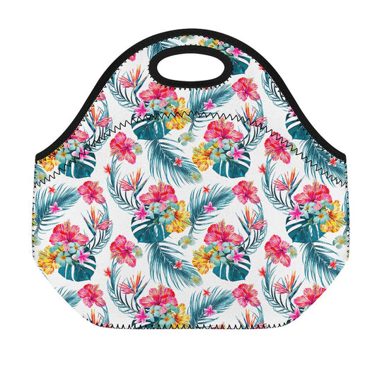 Aloha Hawaii Floral Pattern Print Neoprene Lunch Bag