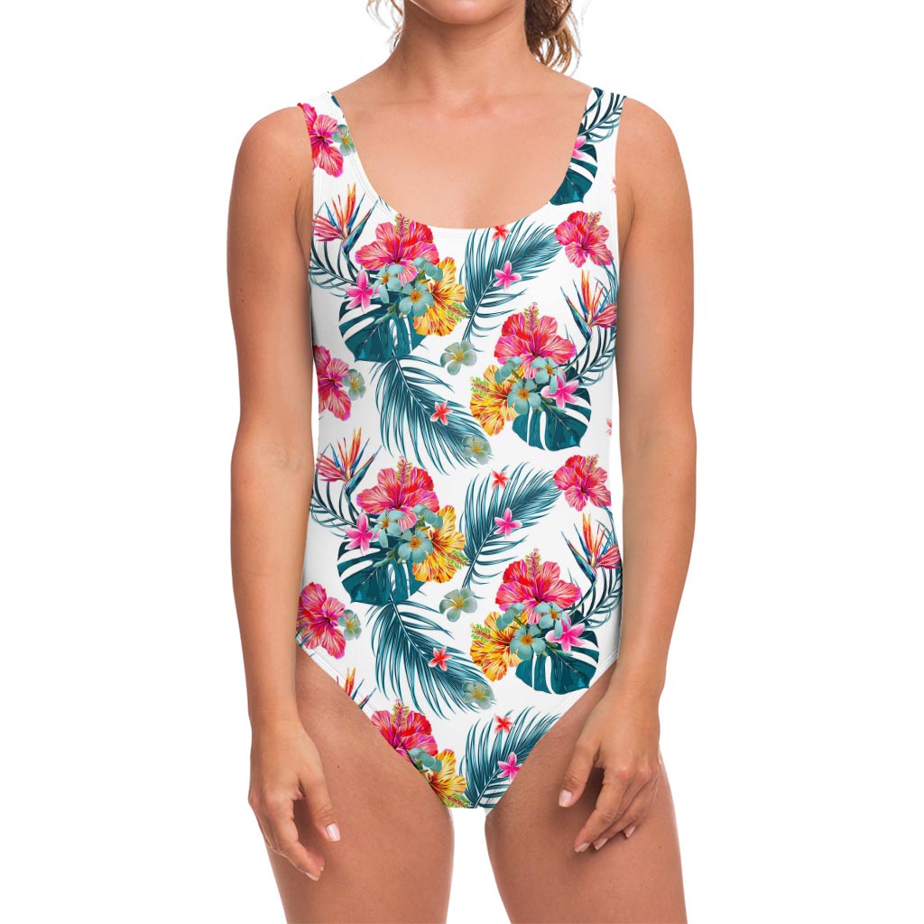 Aloha Hawaii Floral Pattern Print One Piece Swimsuit