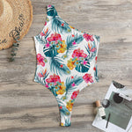 Aloha Hawaii Floral Pattern Print One Shoulder Bodysuit