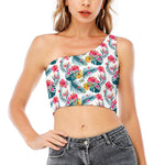 Aloha Hawaii Floral Pattern Print One Shoulder Crop Top