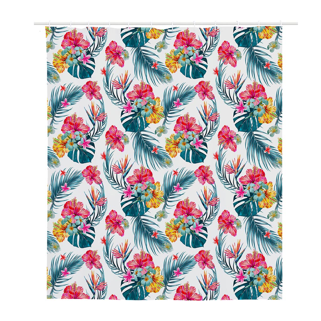 Aloha Hawaii Floral Pattern Print Polyester Shower Curtain