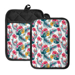 Aloha Hawaii Floral Pattern Print Pot Holders With Pocket