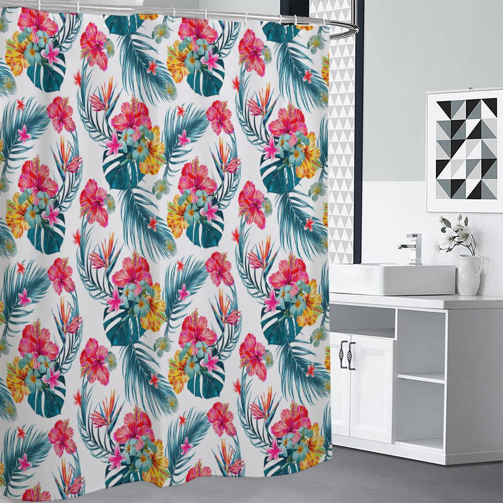 Aloha Hawaii Floral Pattern Print Premium Shower Curtain