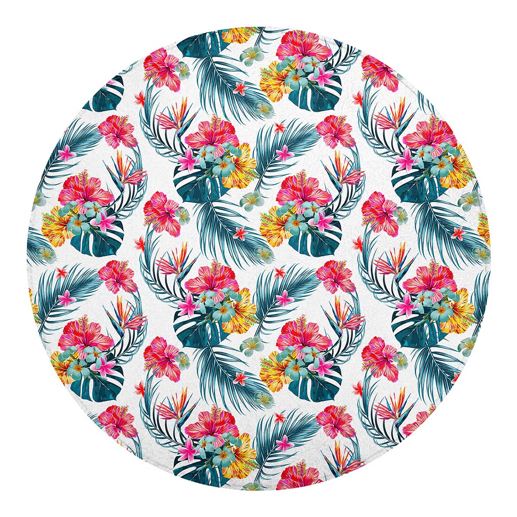 Aloha Hawaii Floral Pattern Print Round Blanket