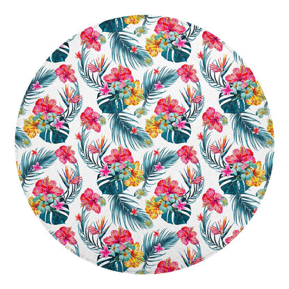 Aloha Hawaii Floral Pattern Print Round Blanket