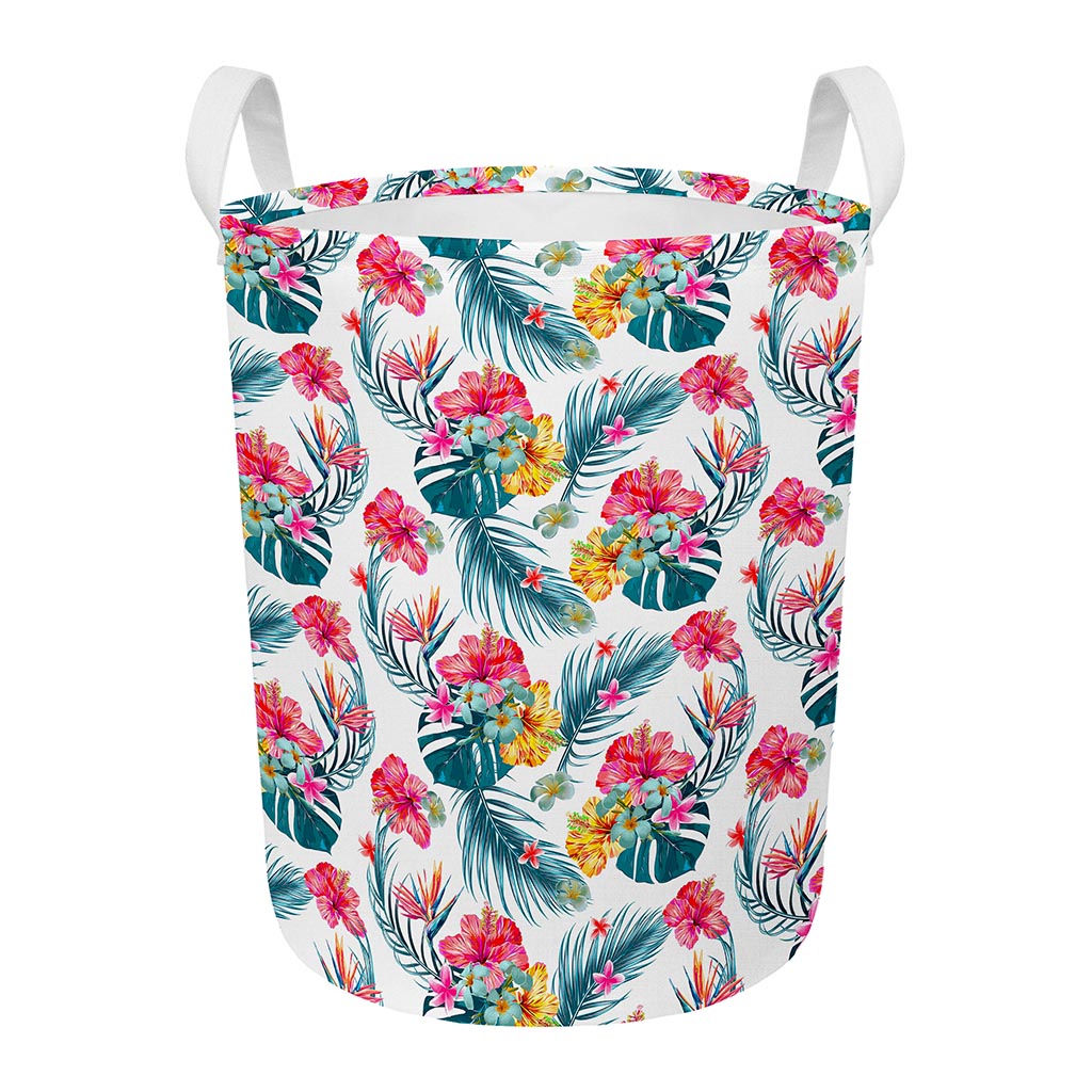 Aloha Hawaii Floral Pattern Print Round Laundry Basket