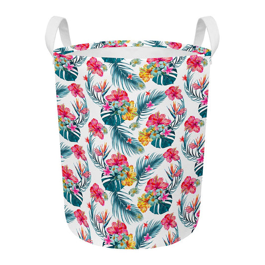 Aloha Hawaii Floral Pattern Print Round Laundry Basket
