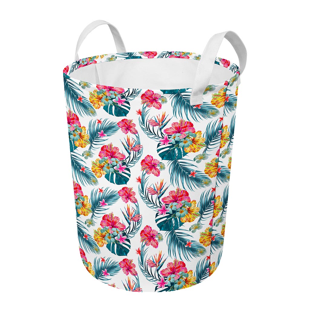 Aloha Hawaii Floral Pattern Print Round Laundry Basket