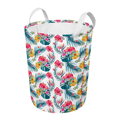 Aloha Hawaii Floral Pattern Print Round Laundry Basket