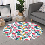 Aloha Hawaii Floral Pattern Print Round Rug