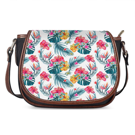 Aloha Hawaii Floral Pattern Print Saddle Bag
