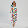 Aloha Hawaii Floral Pattern Print Short Sleeve Maxi Dress