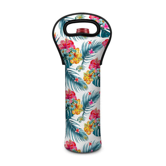 Aloha Hawaii Floral Pattern Print Single Neoprene Wine Tote
