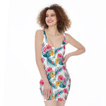 Aloha Hawaii Floral Pattern Print Sleeveless Bodycon Dress