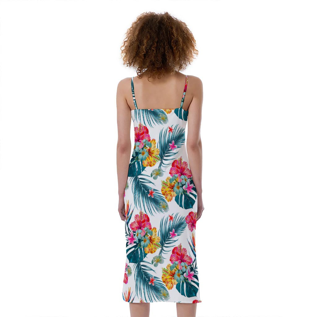 Aloha Hawaii Floral Pattern Print Slim Fit Midi Cami Dress