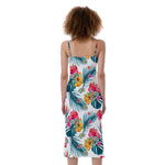 Aloha Hawaii Floral Pattern Print Slim Fit Midi Cami Dress