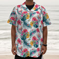 Aloha Hawaii Floral Pattern Print Textured Short Sleeve Shirt