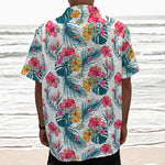 Aloha Hawaii Floral Pattern Print Textured Short Sleeve Shirt