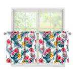 Aloha Hawaii Floral Pattern Print Tier Curtains