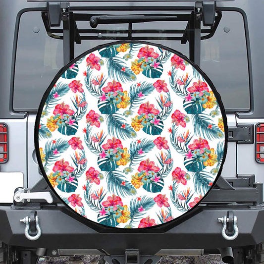 Aloha Hawaii Floral Pattern Print Tire Cover