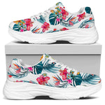 Aloha Hawaii Floral Pattern Print White Chunky Shoes