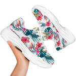 Aloha Hawaii Floral Pattern Print White Chunky Shoes