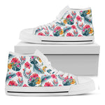 Aloha Hawaii Floral Pattern Print White High Top Sneakers