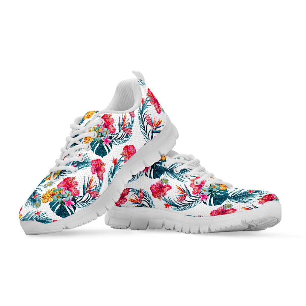 Aloha Hawaii Floral Pattern Print White Running Shoes