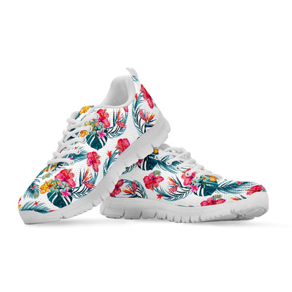 Aloha Hawaii Floral Pattern Print White Running Shoes