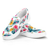 Aloha Hawaii Floral Pattern Print White Slip On Sneakers