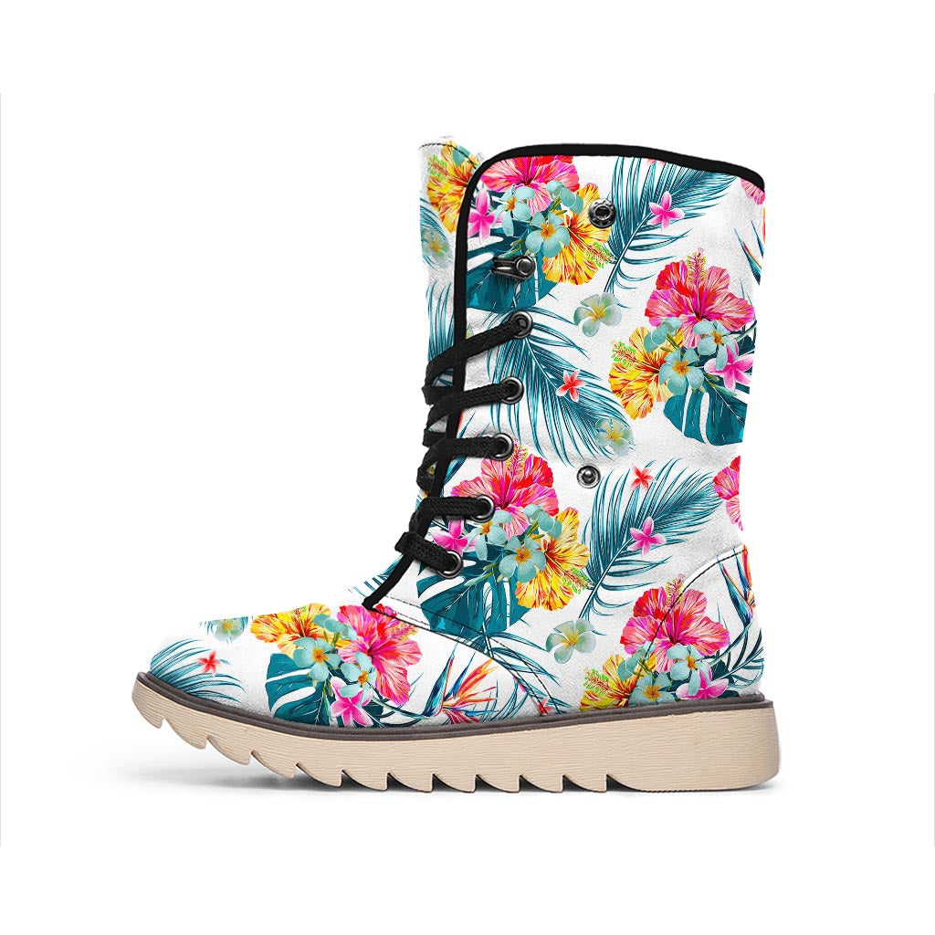 Aloha Hawaii Floral Pattern Print Winter Boots