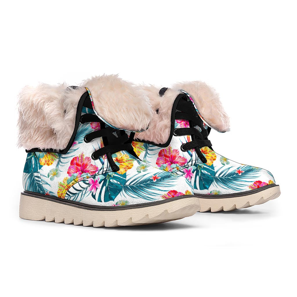 Aloha Hawaii Floral Pattern Print Winter Boots