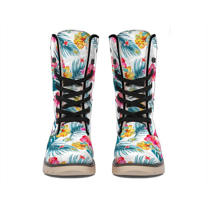 Aloha Hawaii Floral Pattern Print Winter Boots