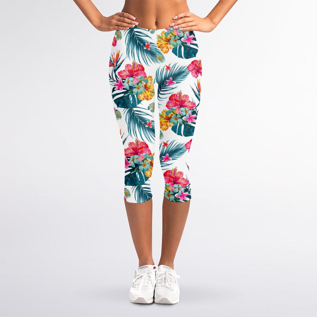 Aloha Hawaii Floral Pattern Print Women's Capri Leggings