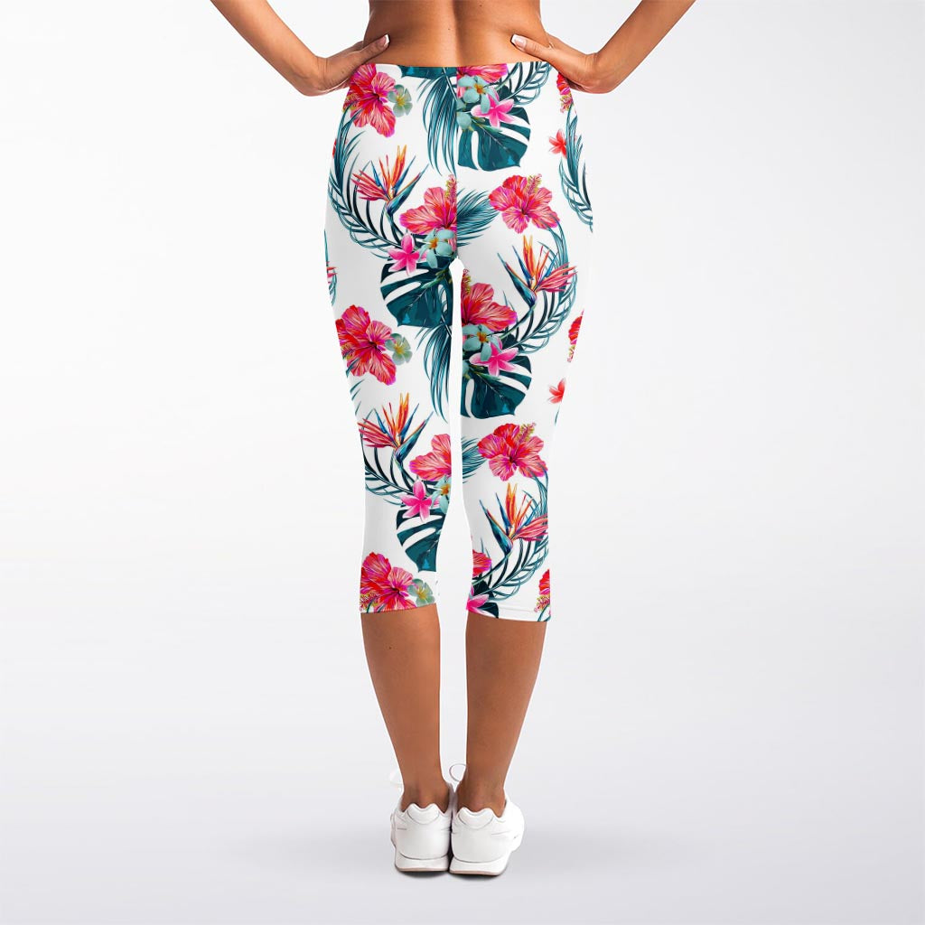 Aloha Hawaii Floral Pattern Print Women's Capri Leggings