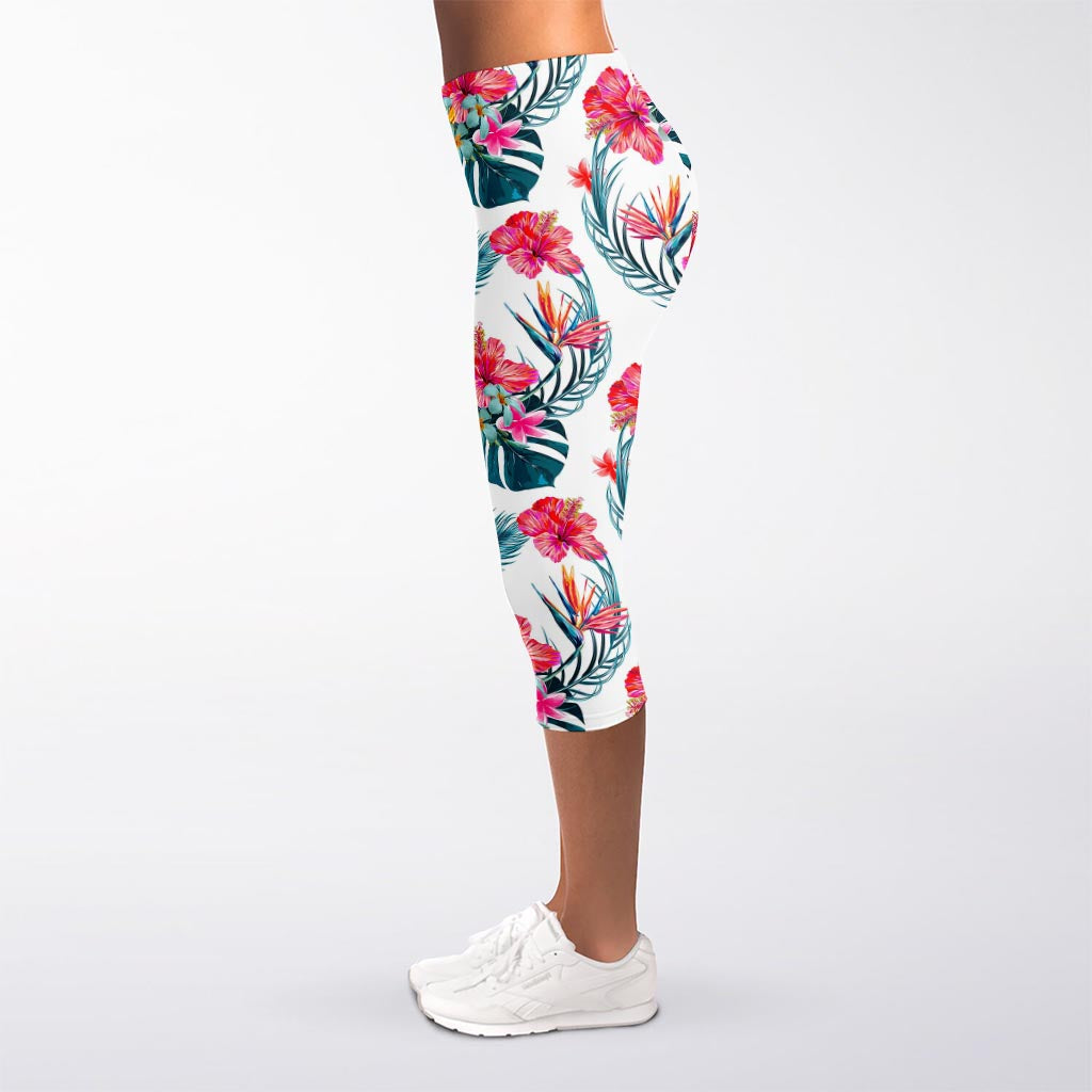 Aloha Hawaii Floral Pattern Print Women's Capri Leggings