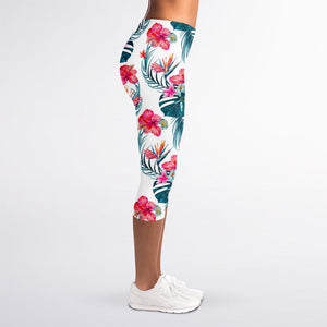 Aloha Hawaii Floral Pattern Print Women's Capri Leggings