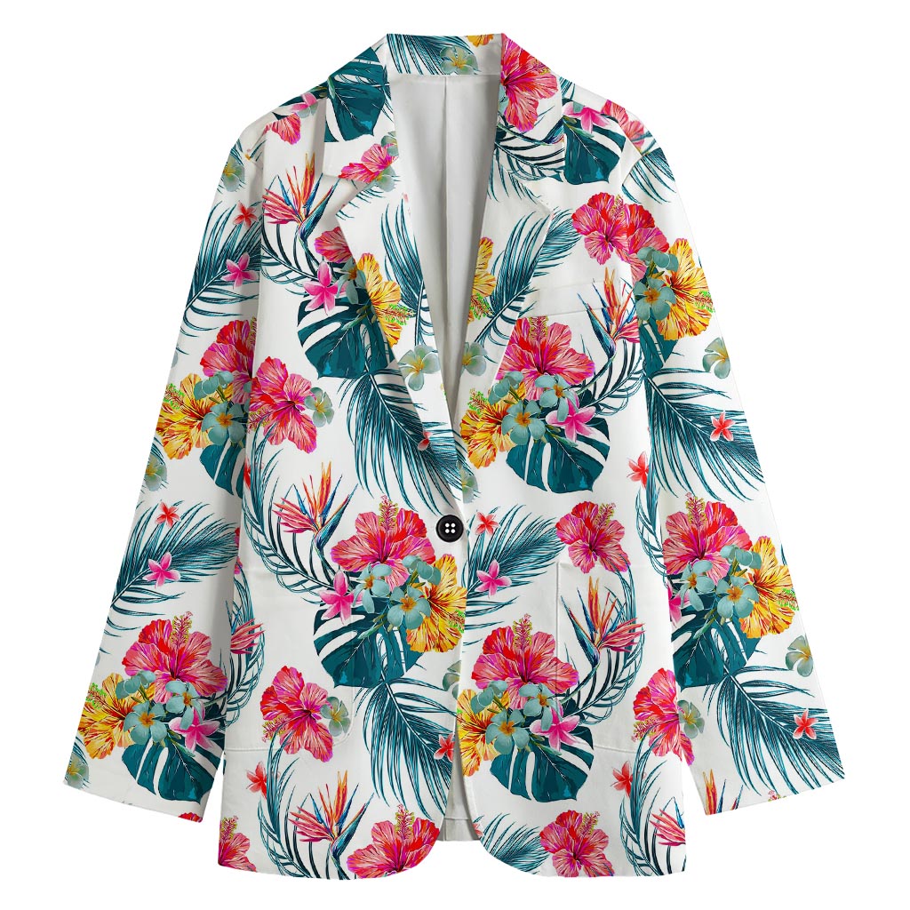 Aloha Hawaii Floral Pattern Print Women's Cotton Blazer